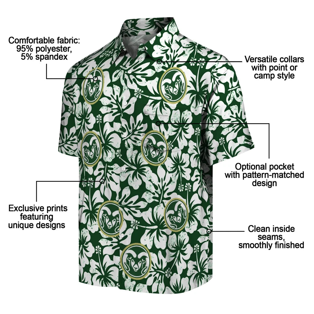 Colorado State Rams Hawaiian Shirt - Hibiscus Motif | Moonbestprint
