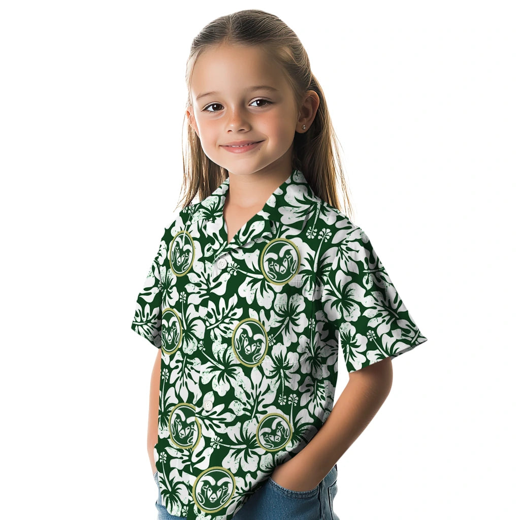 Colorado State Rams Hawaiian Shirt - Hibiscus Motif | Moonbestprint