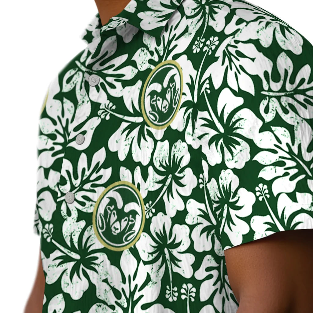 Colorado State Rams Hawaiian Shirt - Hibiscus Motif | Moonbestprint