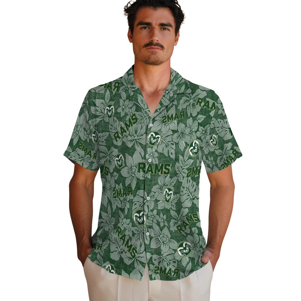 Colorado State Rams Hawaiian Shirt - Hibiscus Oasis | Moonbestprint