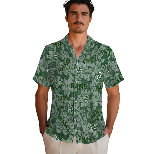 Colorado State Rams Hawaiian Shirt - Hibiscus Oasis | Moonbestprint