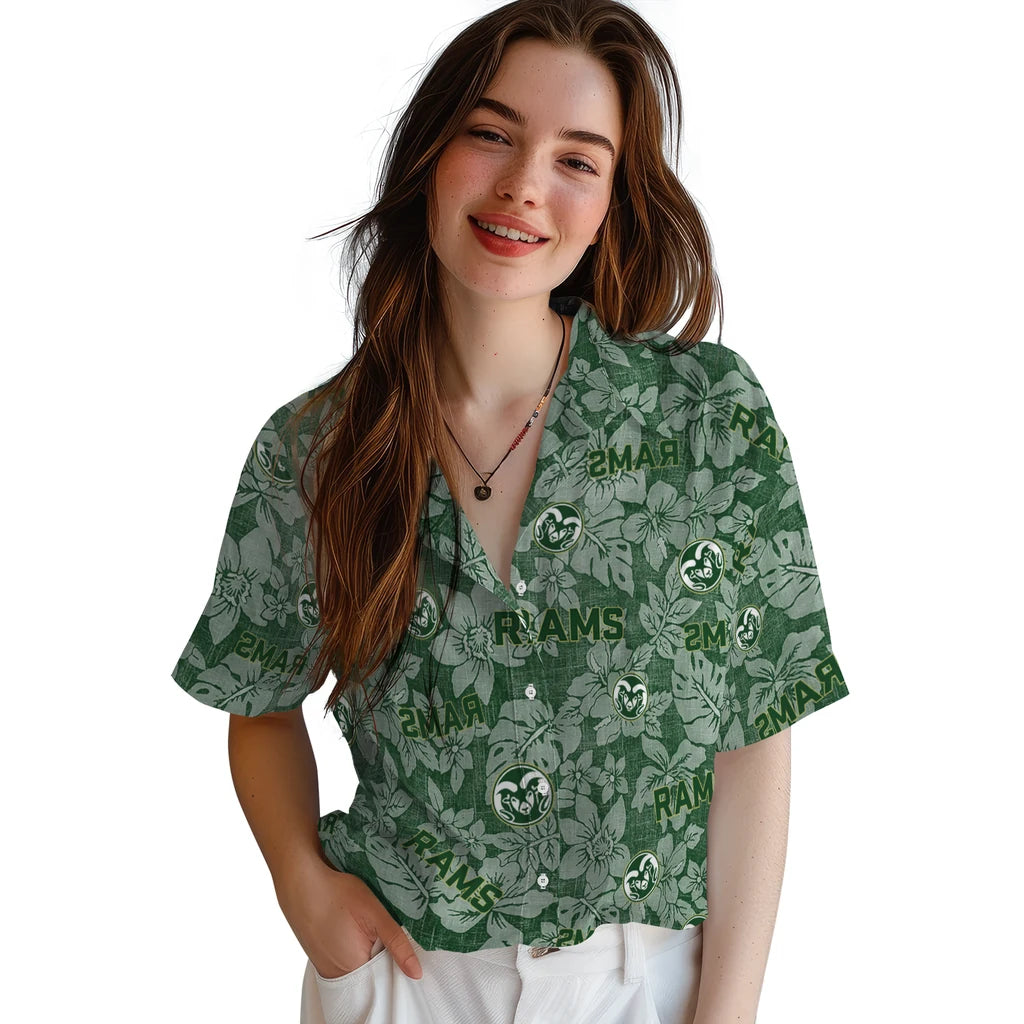 Colorado State Rams Hawaiian Shirt - Hibiscus Oasis | Moonbestprint