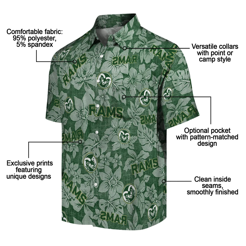 Colorado State Rams Hawaiian Shirt - Hibiscus Oasis | Moonbestprint