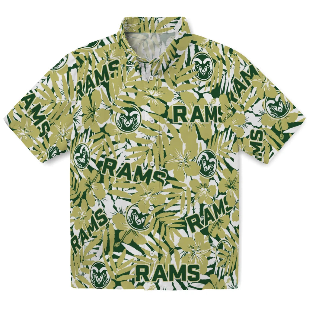 Colorado State Rams Hawaiian Shirt - Hibiscus Overlay | Moonbestprint