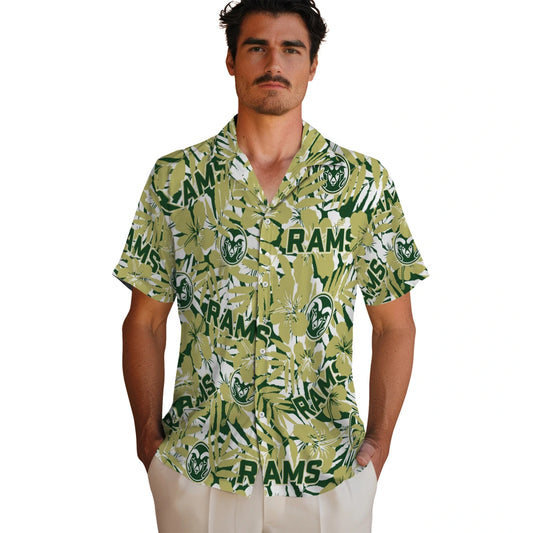 Colorado State Rams Hawaiian Shirt - Hibiscus Overlay | Moonbestprint