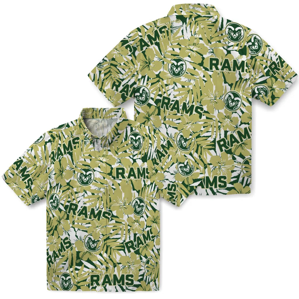 Colorado State Rams Hawaiian Shirt - Hibiscus Overlay | Moonbestprint
