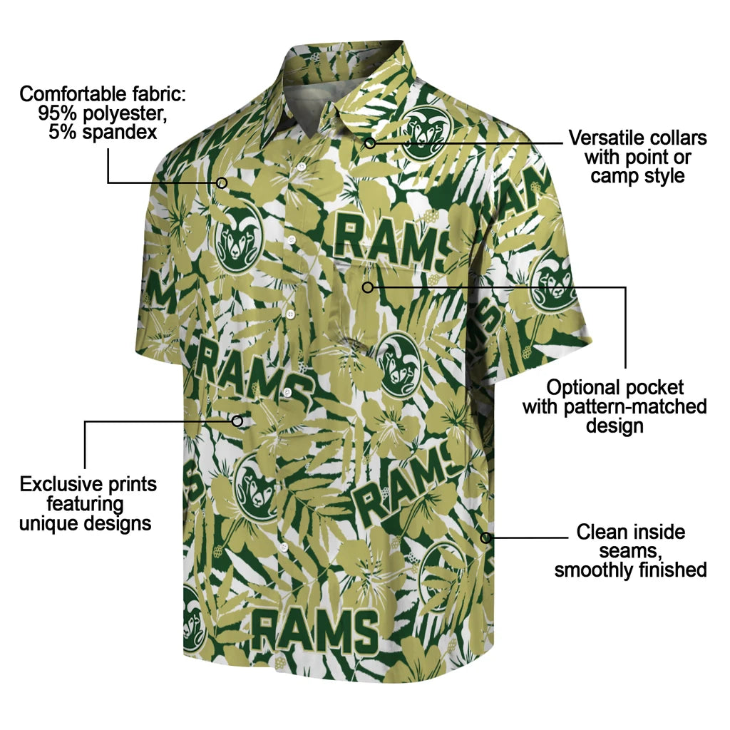 Colorado State Rams Hawaiian Shirt - Hibiscus Overlay | Moonbestprint