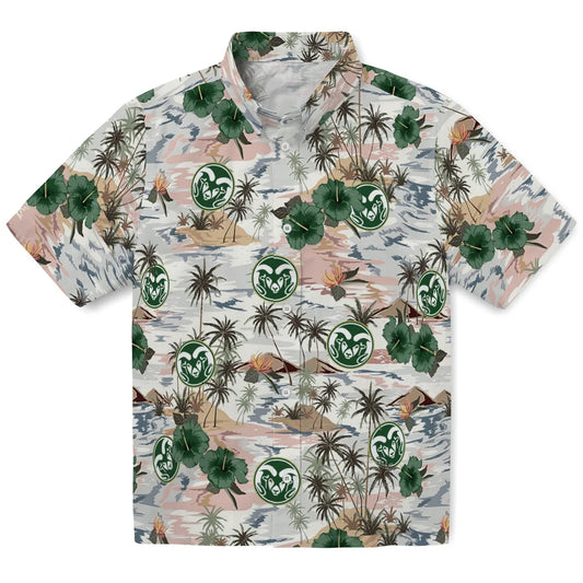 Colorado State Rams Hawaiian Shirt - Hibiscus Seaside | Moonbestprint