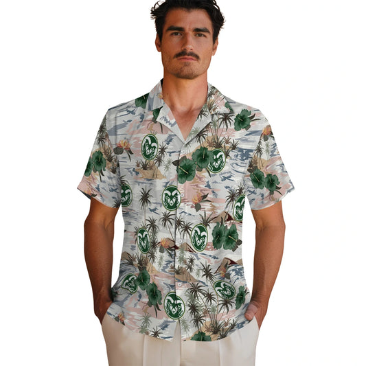 Colorado State Rams Hawaiian Shirt - Hibiscus Seaside | Moonbestprint