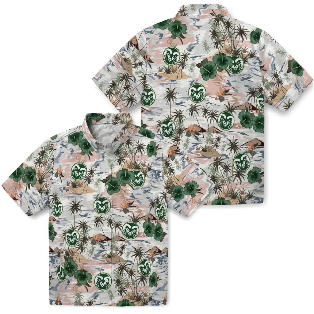 Colorado State Rams Hawaiian Shirt - Hibiscus Seaside | Moonbestprint