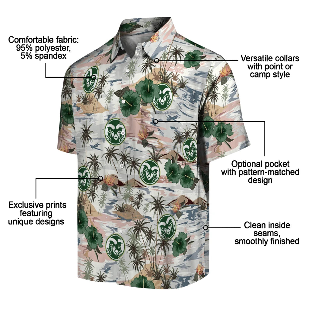 Colorado State Rams Hawaiian Shirt - Hibiscus Seaside | Moonbestprint