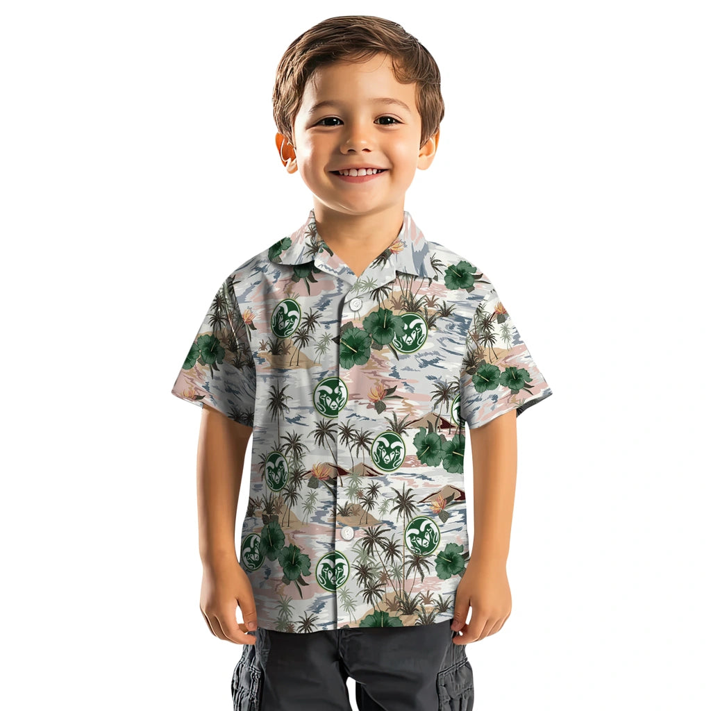 Colorado State Rams Hawaiian Shirt - Hibiscus Seaside | Moonbestprint