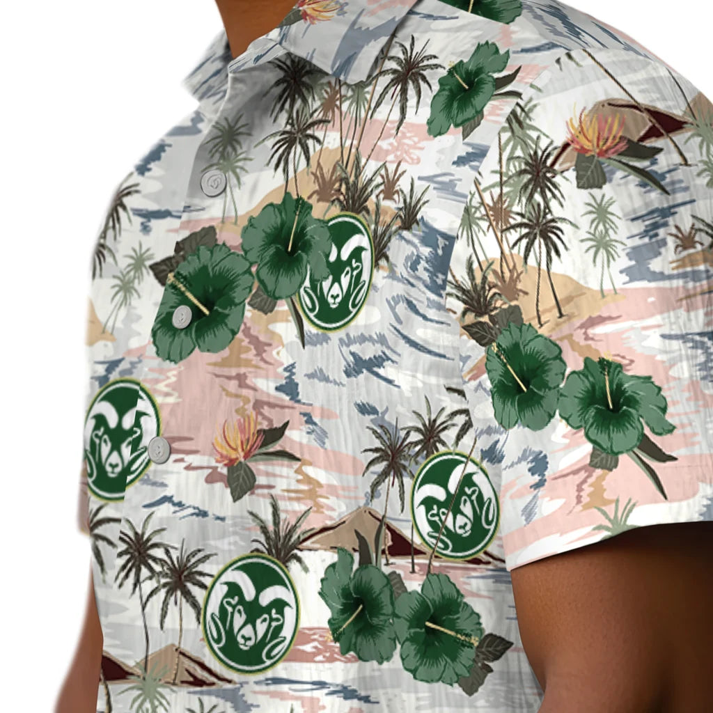 Colorado State Rams Hawaiian Shirt - Hibiscus Seaside | Moonbestprint