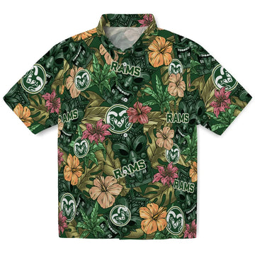 Colorado State Rams Hawaiian Shirt - Hibiscus Tiki Jungle | Moonbestprint