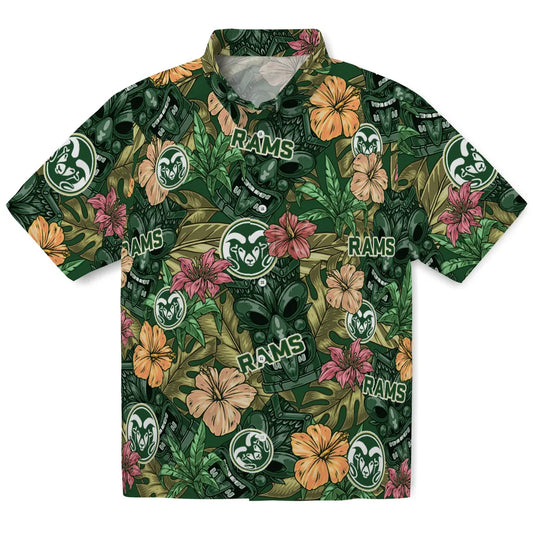 Colorado State Rams Hawaiian Shirt - Hibiscus Tiki Jungle | Moonbestprint