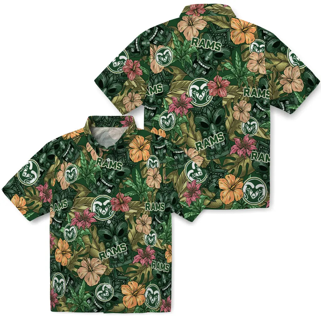 Colorado State Rams Hawaiian Shirt - Hibiscus Tiki Jungle | Moonbestprint
