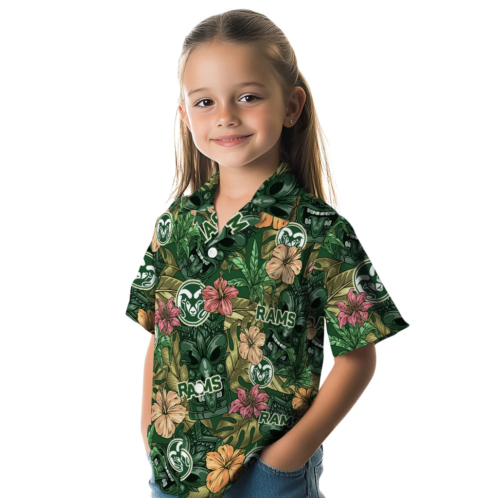 Colorado State Rams Hawaiian Shirt - Hibiscus Tiki Jungle | Moonbestprint