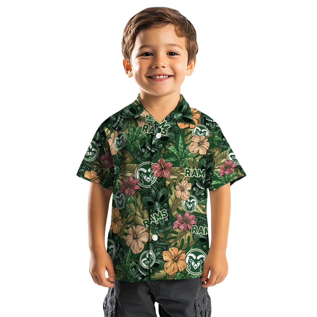 Colorado State Rams Hawaiian Shirt - Hibiscus Tiki Jungle | Moonbestprint