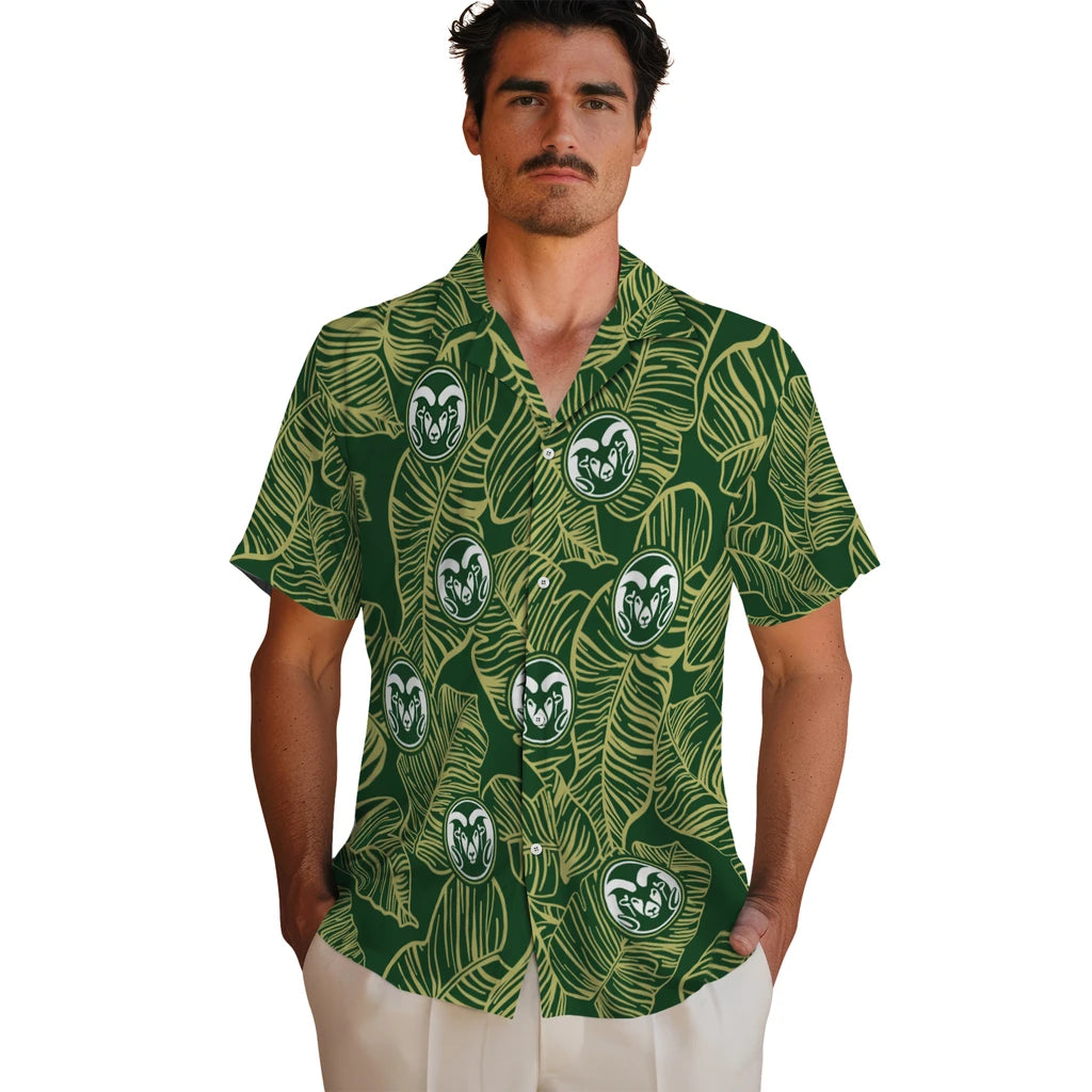 Colorado State Rams Hawaiian Shirt - Leaf Outline | Moonbestprint