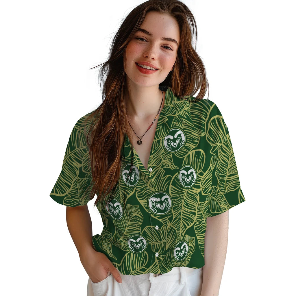 Colorado State Rams Hawaiian Shirt - Leaf Outline | Moonbestprint