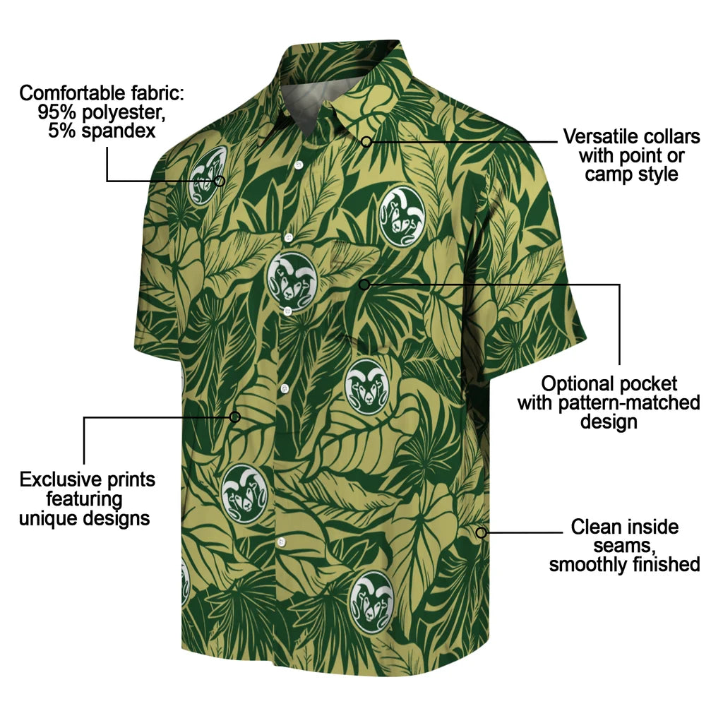 Colorado State Rams Hawaiian Shirt - Monstera Layer | Moonbestprint