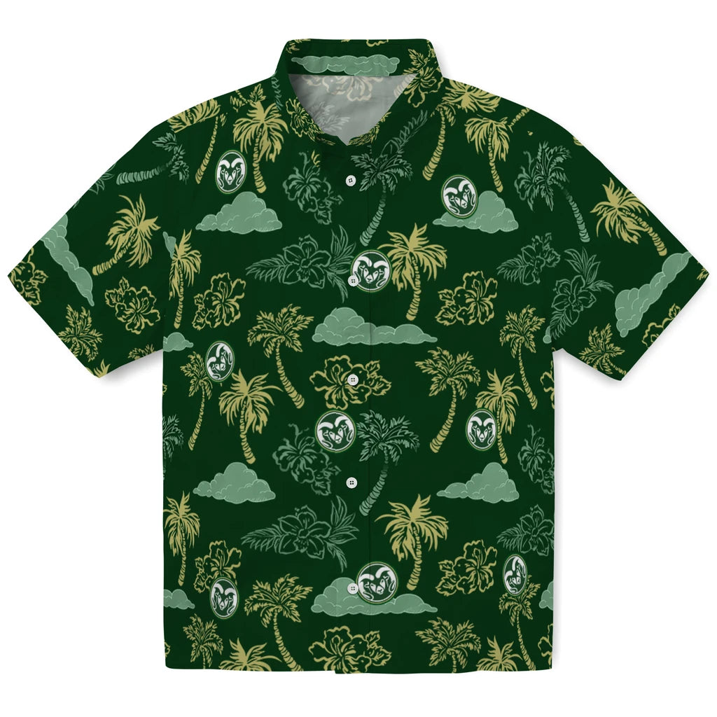 Colorado State Rams Hawaiian Shirt - Palm And Clouds | Moonbestprint