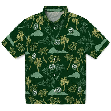 Colorado State Rams Hawaiian Shirt - Palm And Clouds | Moonbestprint