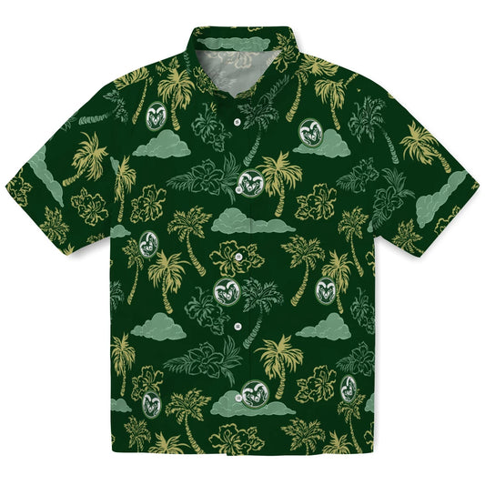 Colorado State Rams Hawaiian Shirt - Palm And Clouds | Moonbestprint