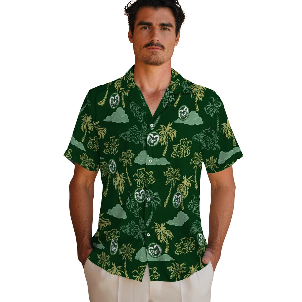 Colorado State Rams Hawaiian Shirt - Palm And Clouds | Moonbestprint