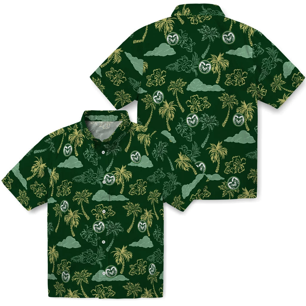 Colorado State Rams Hawaiian Shirt - Palm And Clouds | Moonbestprint