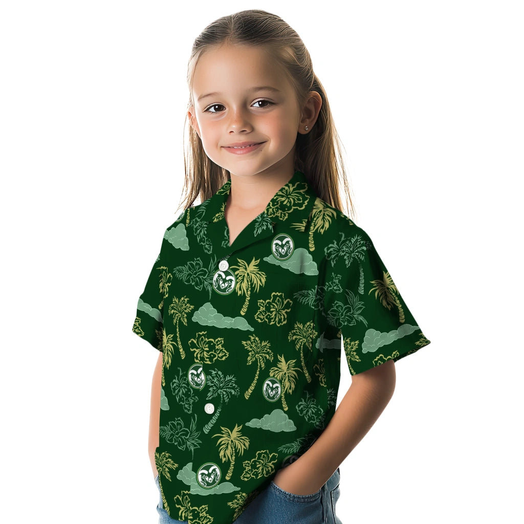 Colorado State Rams Hawaiian Shirt - Palm And Clouds | Moonbestprint