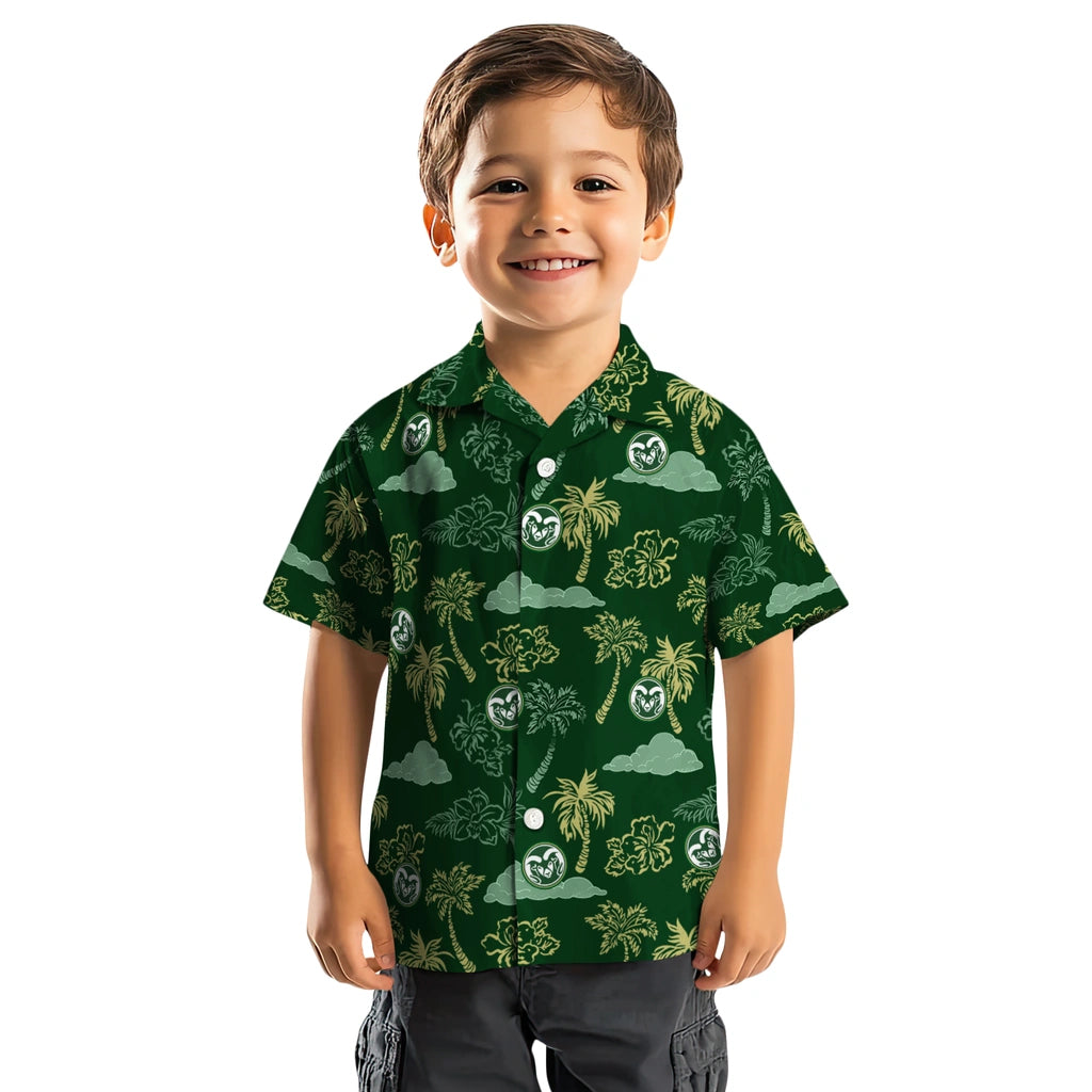 Colorado State Rams Hawaiian Shirt - Palm And Clouds | Moonbestprint