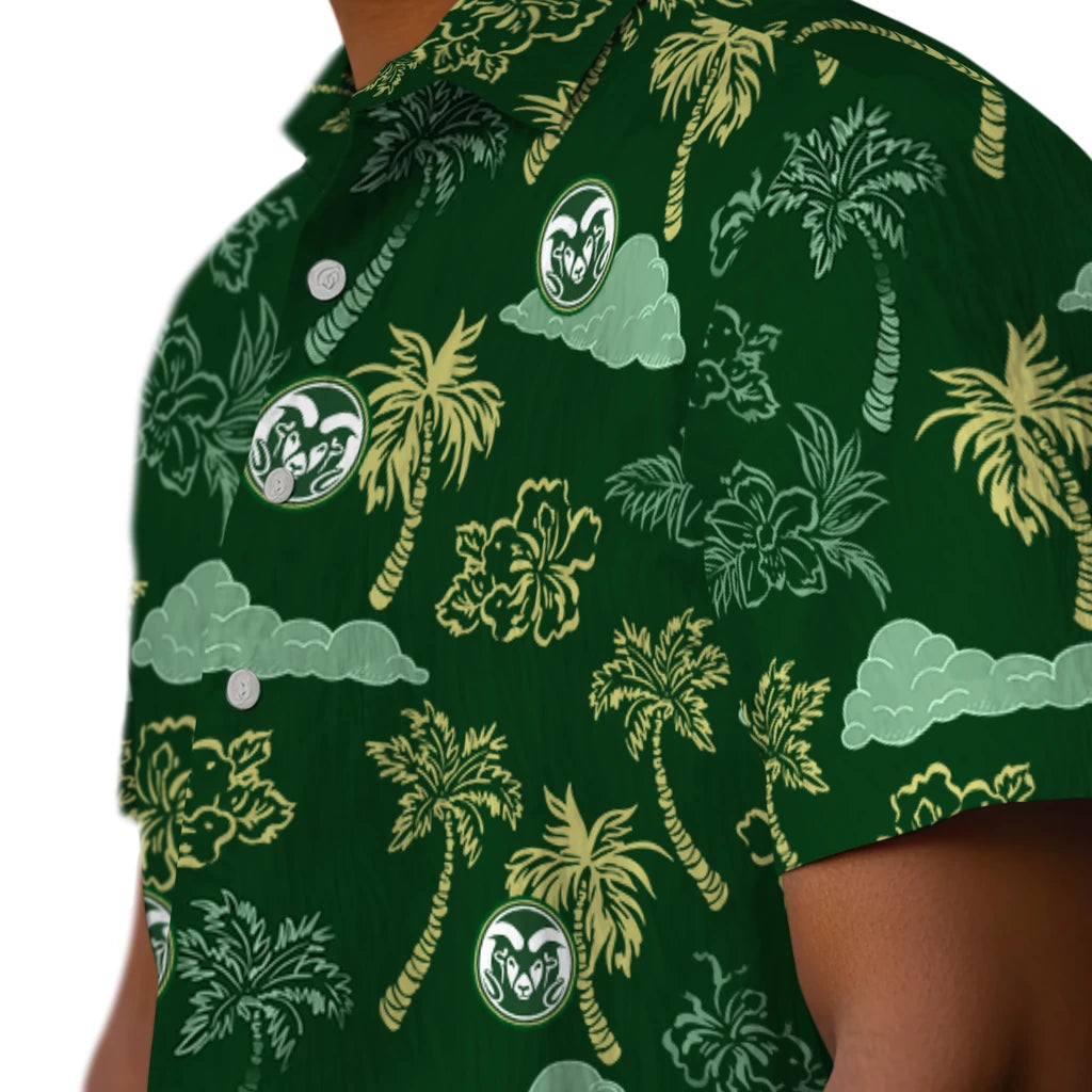 Colorado State Rams Hawaiian Shirt - Palm And Clouds | Moonbestprint