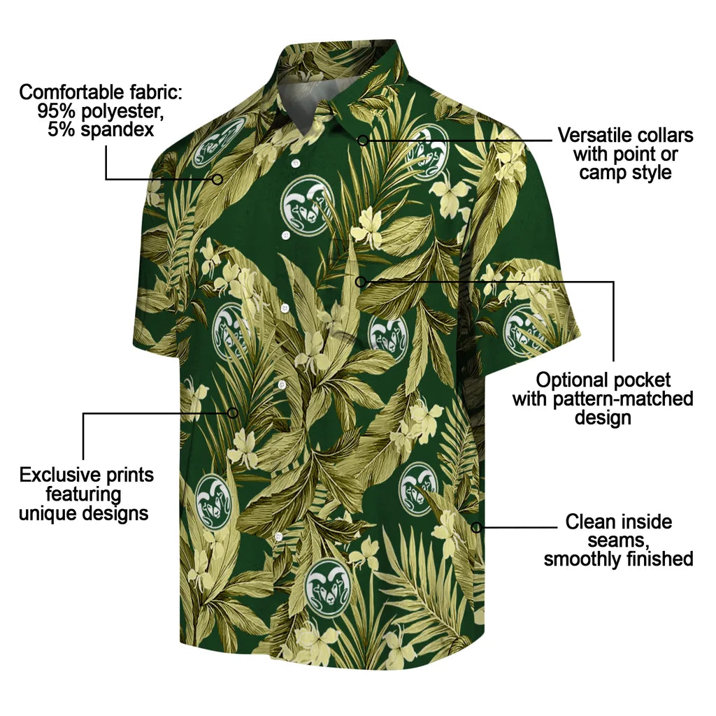 Colorado State Rams Hawaiian Shirt - Palm Leaves | Moonbestprint