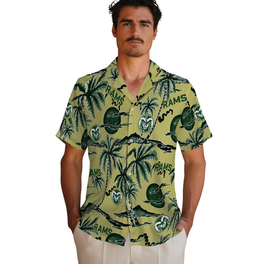 Colorado State Rams Hawaiian Shirt - Palm Sunset | Moonbestprint
