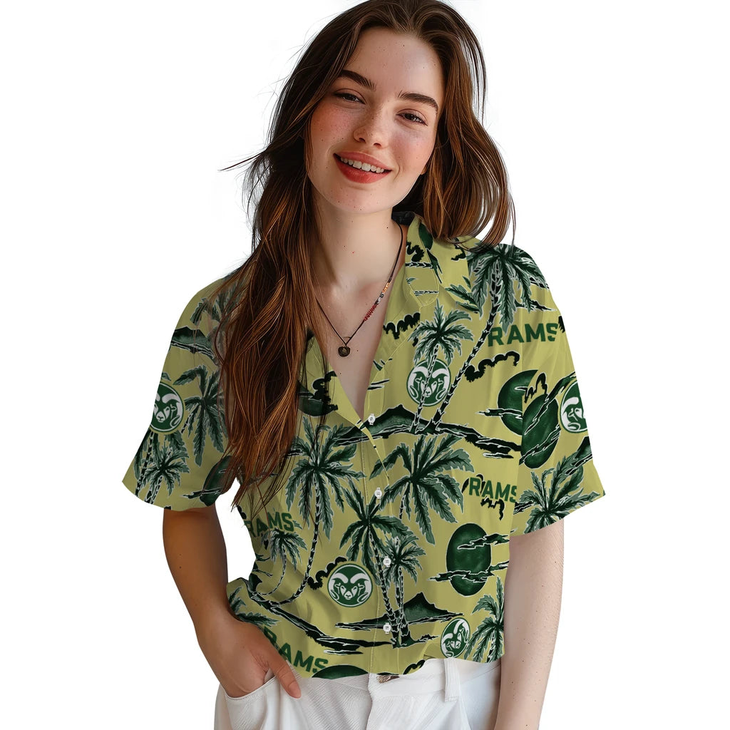 Colorado State Rams Hawaiian Shirt - Palm Sunset | Moonbestprint