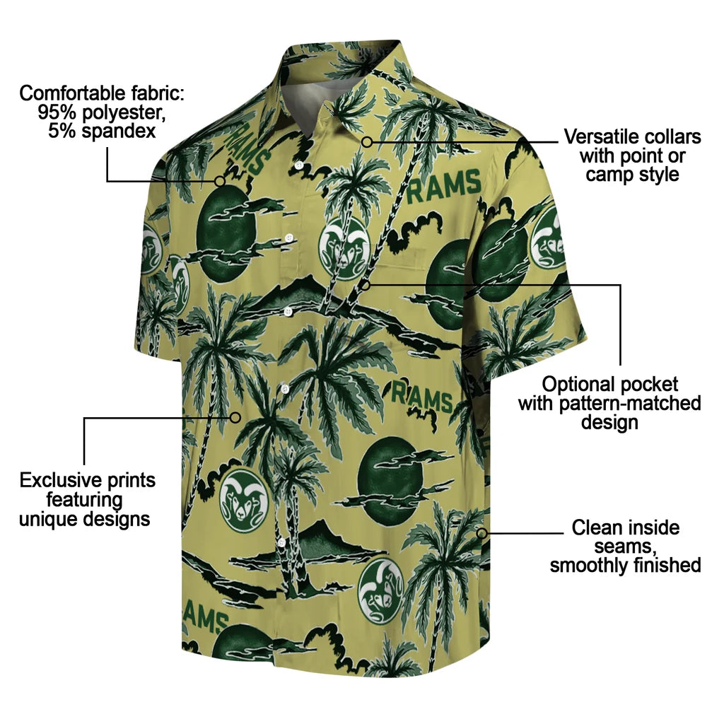 Colorado State Rams Hawaiian Shirt - Palm Sunset | Moonbestprint