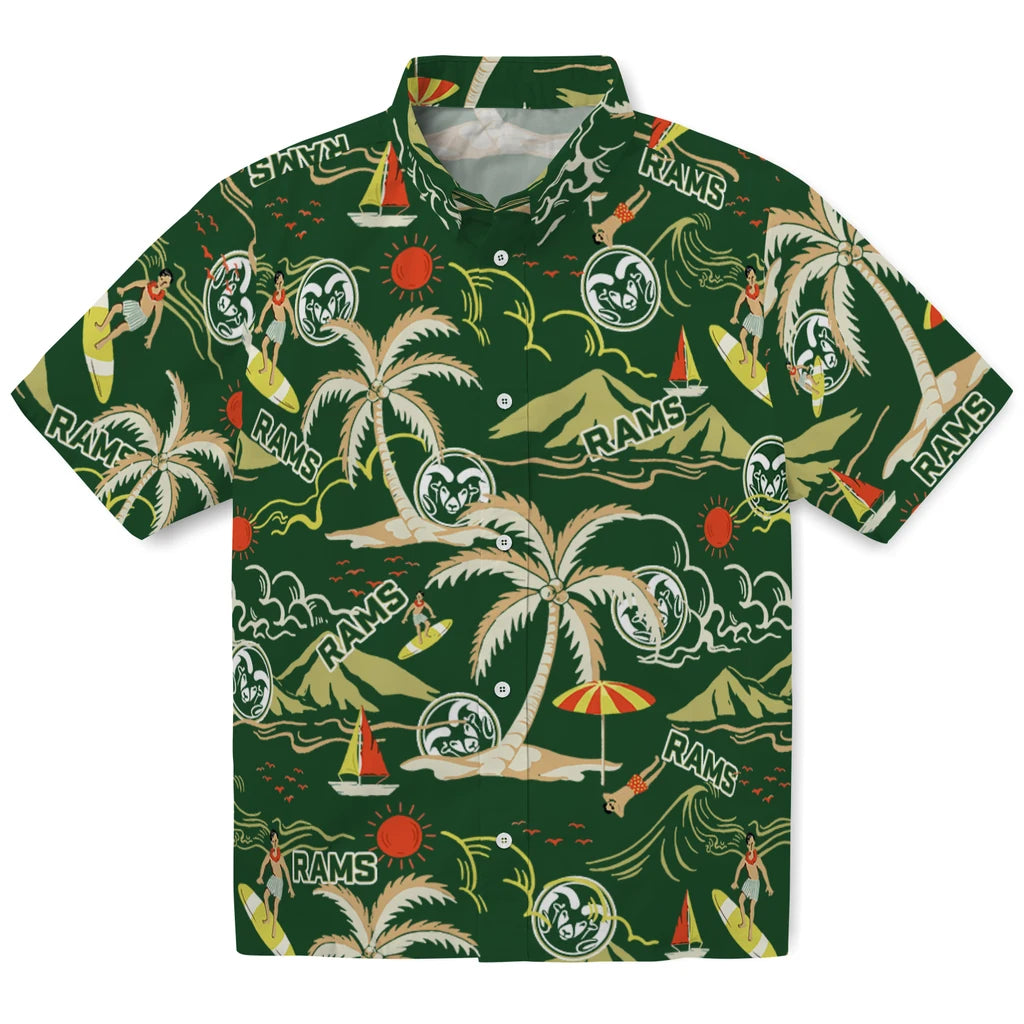 Colorado State Rams Hawaiian Shirt - Palm Tree Island | Moonbestprint