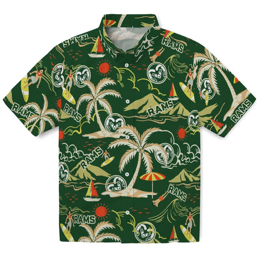 Colorado State Rams Hawaiian Shirt - Palm Tree Island | Moonbestprint