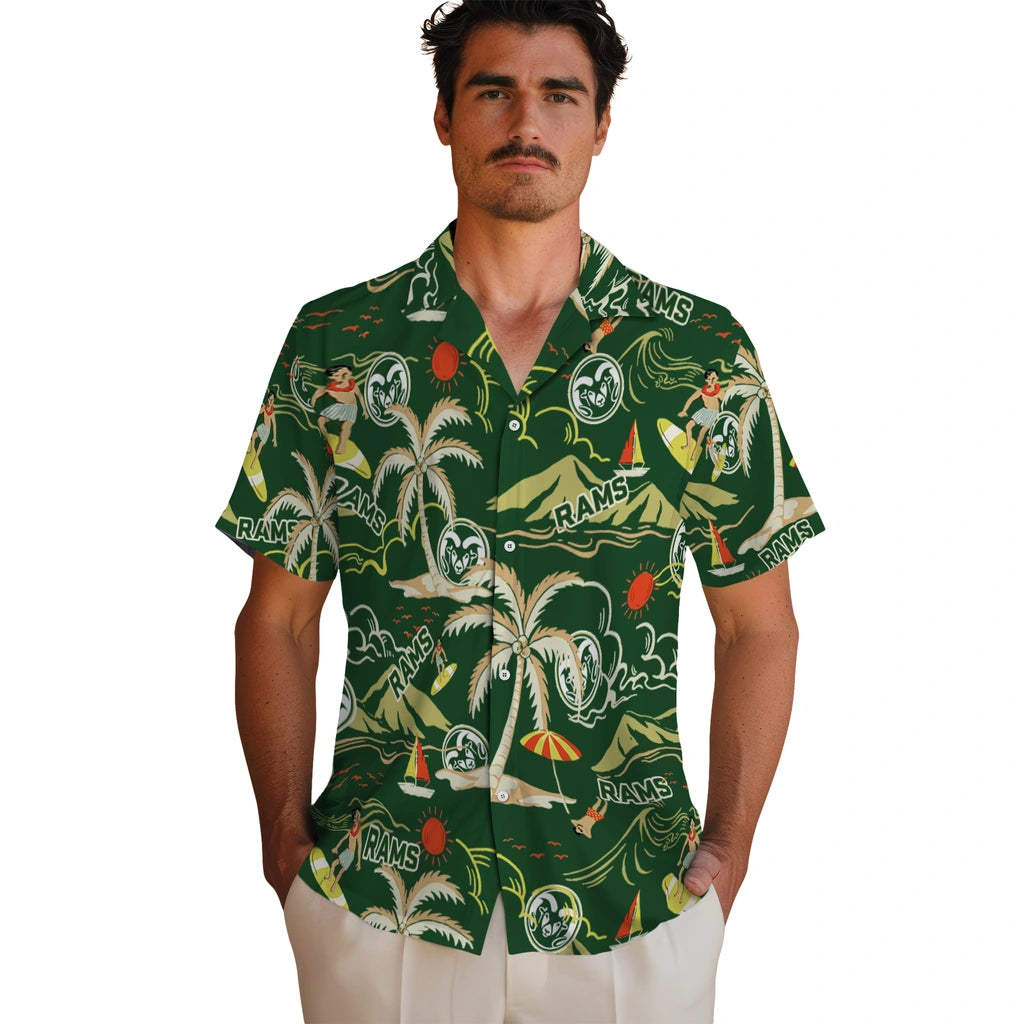 Colorado State Rams Hawaiian Shirt - Palm Tree Island | Moonbestprint