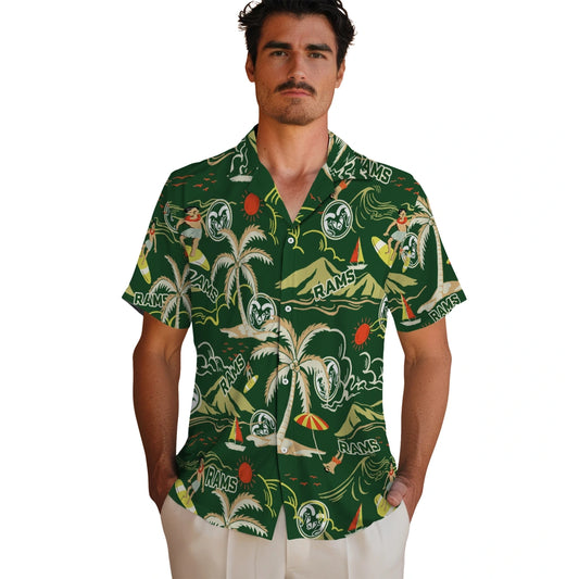 Colorado State Rams Hawaiian Shirt - Palm Tree Island | Moonbestprint