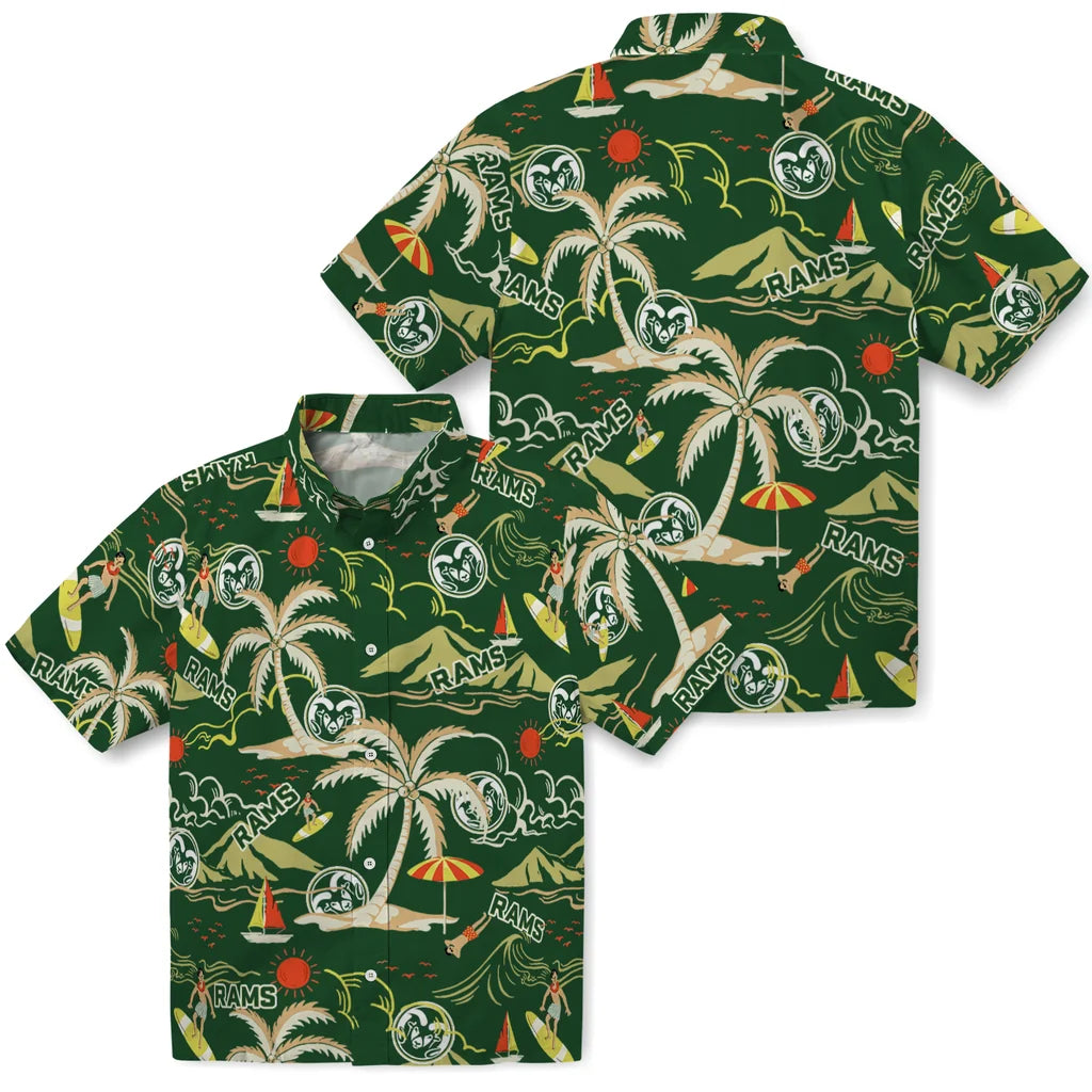 Colorado State Rams Hawaiian Shirt - Palm Tree Island | Moonbestprint