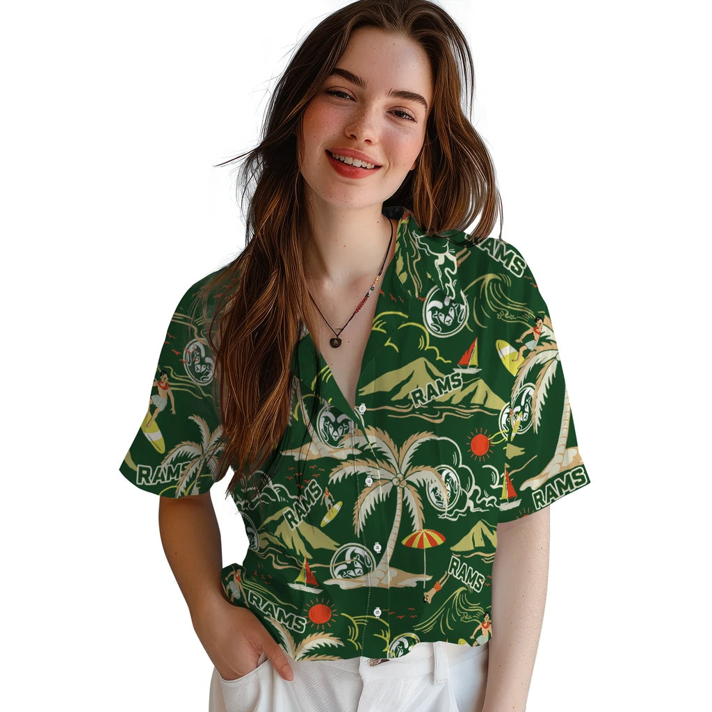 Colorado State Rams Hawaiian Shirt - Palm Tree Island | Moonbestprint