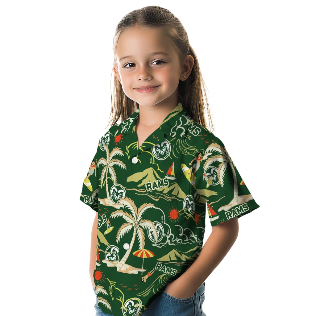Colorado State Rams Hawaiian Shirt - Palm Tree Island | Moonbestprint