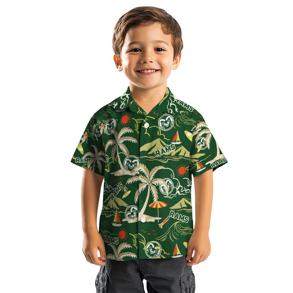 Colorado State Rams Hawaiian Shirt - Palm Tree Island | Moonbestprint