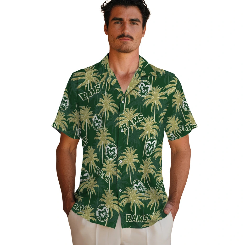 Colorado State Rams Hawaiian Shirt - Palm Tree Motif | Moonbestprint