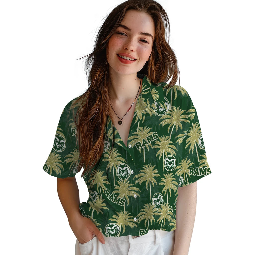 Colorado State Rams Hawaiian Shirt - Palm Tree Motif | Moonbestprint