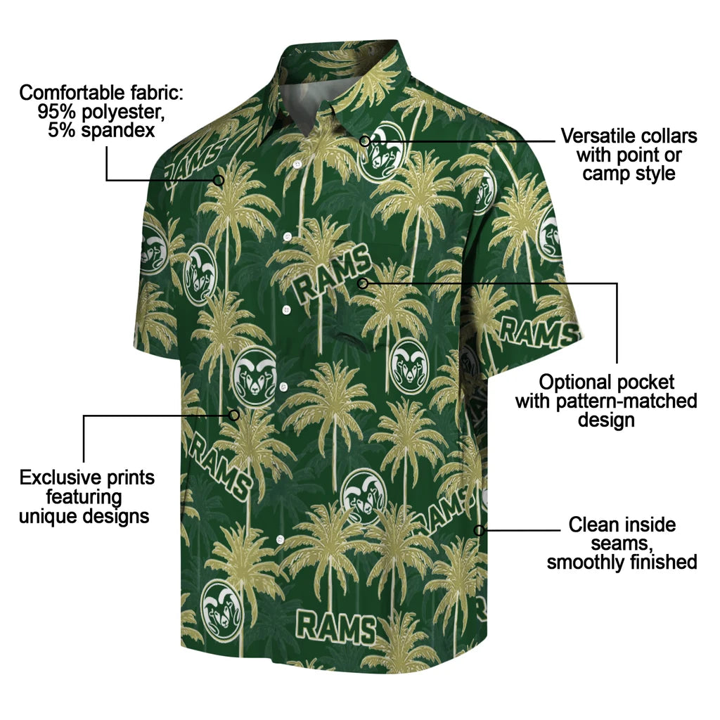 Colorado State Rams Hawaiian Shirt - Palm Tree Motif | Moonbestprint