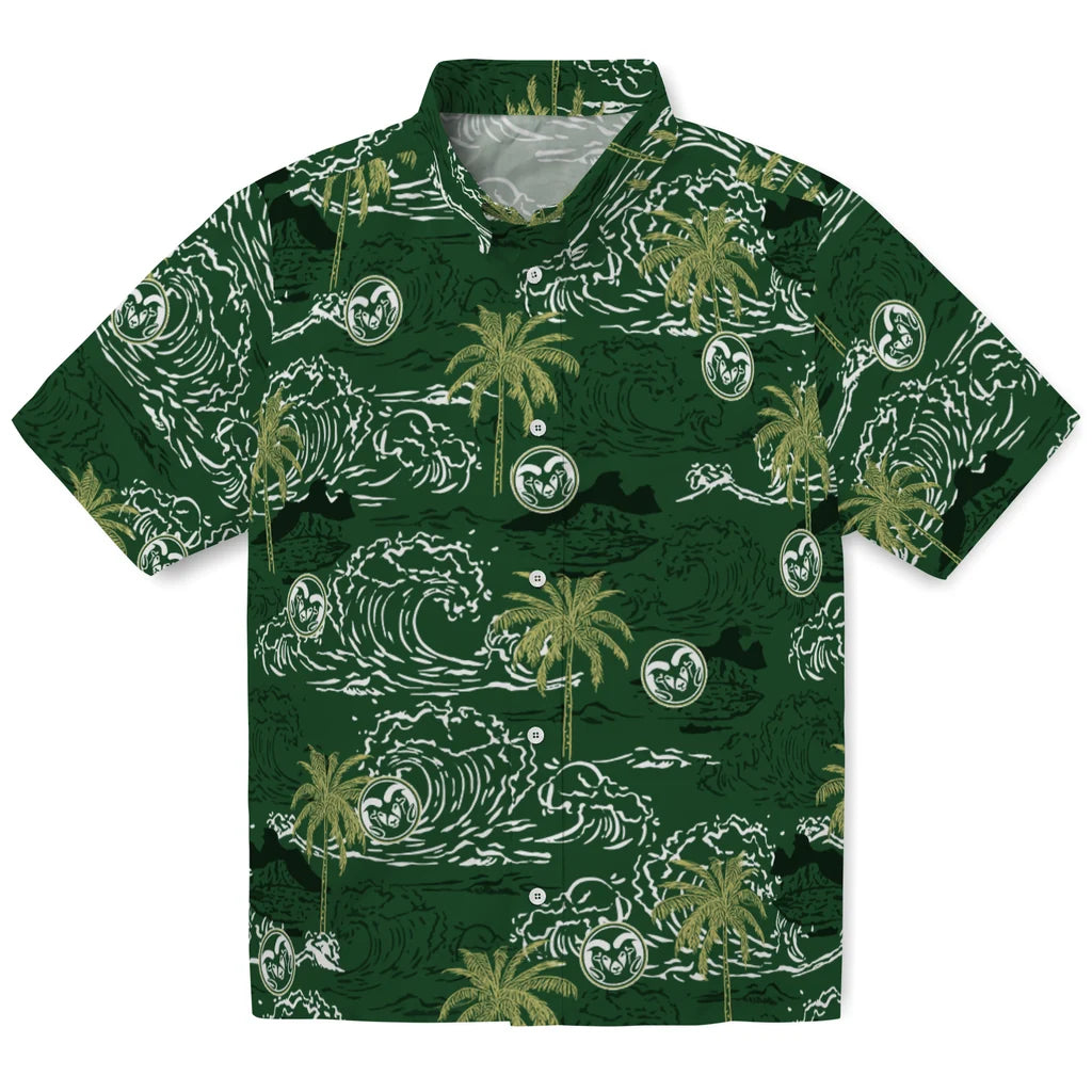 Colorado State Rams Hawaiian Shirt - Wave Palm | Moonbestprint