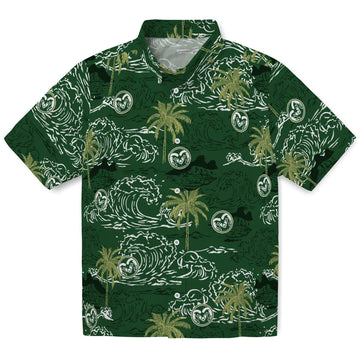 Colorado State Rams Hawaiian Shirt - Wave Palm | Moonbestprint